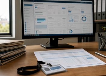 Recibo de sueldo y pantalla de registración laboral digital como imagen alusiva a la modernización laboral