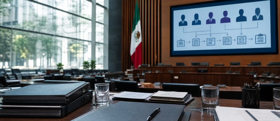 Ilustración editorial sobre cambios en el trámite de nominación de magistrados y acuerdos del Senado